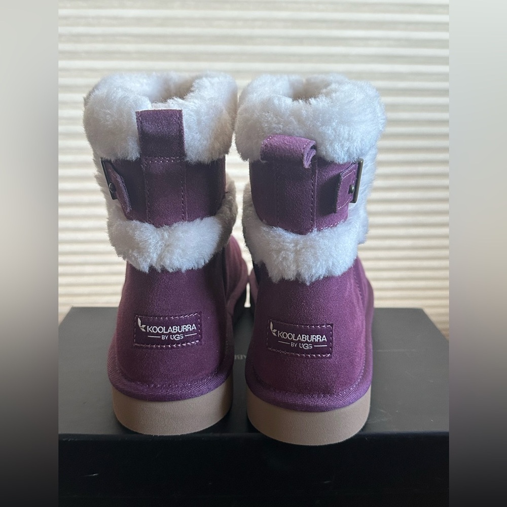 Women's Plush-Lined Suede Ankle Boot in Plum - Picture 4 of 10